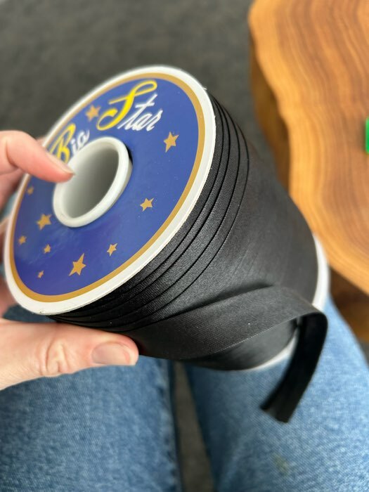 Фотография покупателя товара Косая бейка атласная, 15 мм × 132 м, цвет чёрный F322