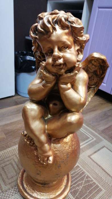 Фотография покупателя товара Фигура гипс «Ангел на шаре», большой белый, 26×27×64 см - Фото 2