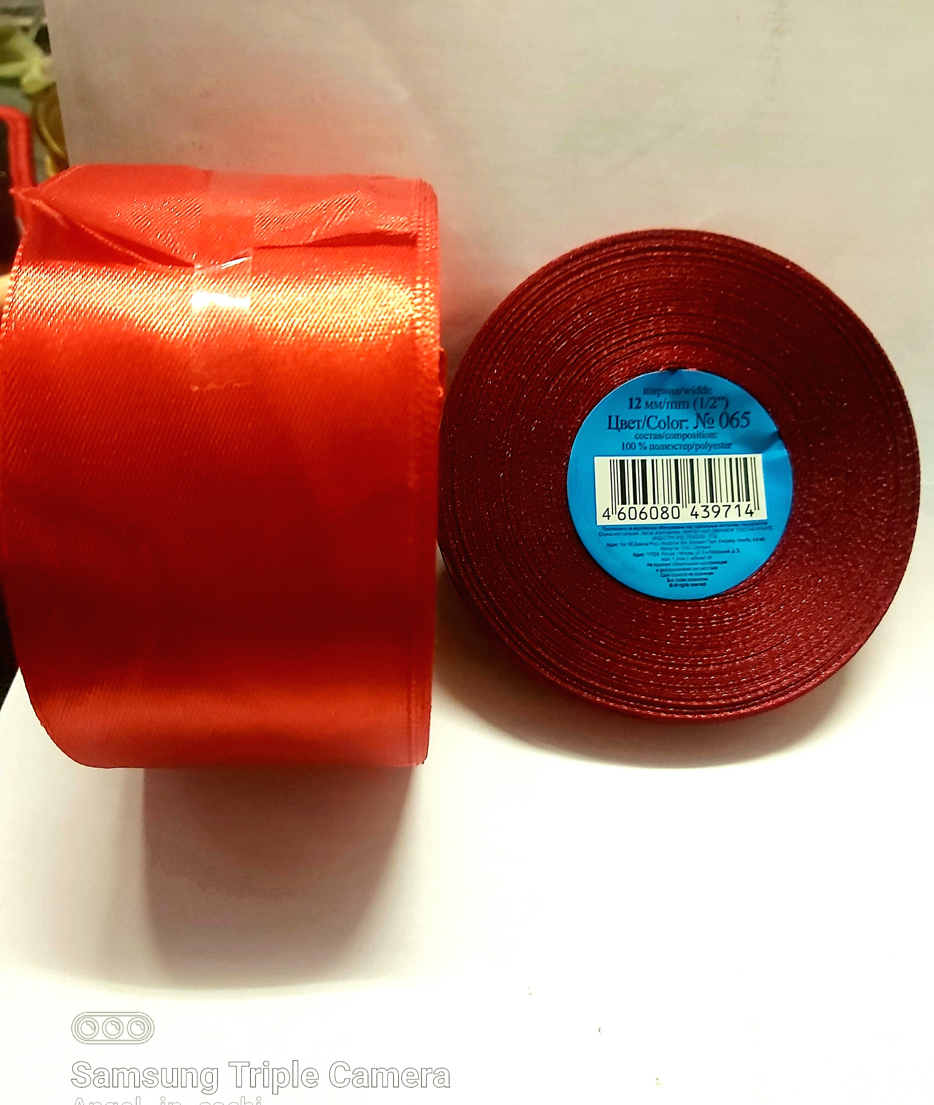 Фотография покупателя товара Лента атласная, 12 мм × 33 ± 2 м, цвет красный №065 - Фото 3