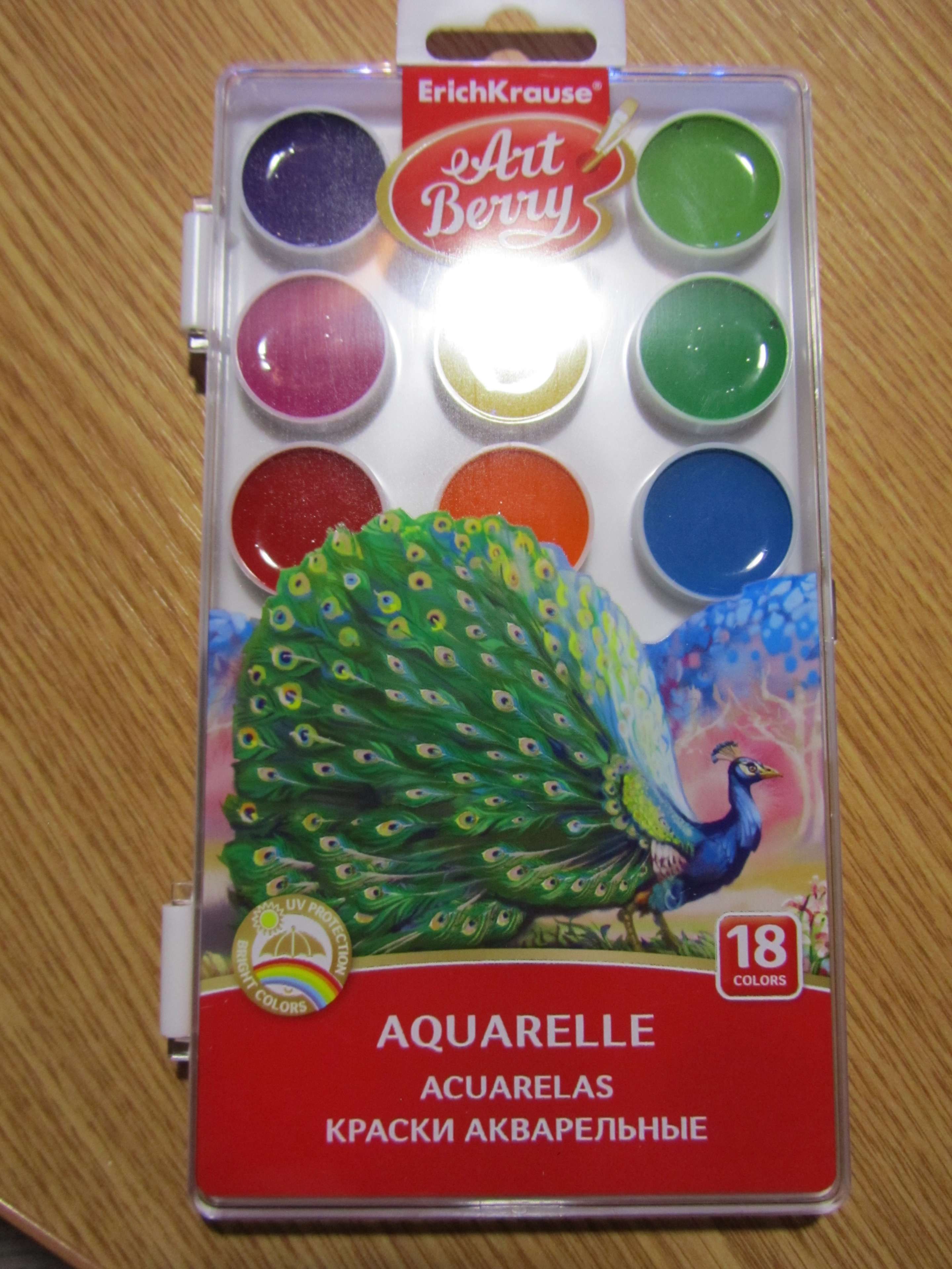 Фотография покупателя товара Акварель 18 цветов ErichKrause ArtBerry, с УФ-защитой, пластик, европодвес, без кисти - Фото 12