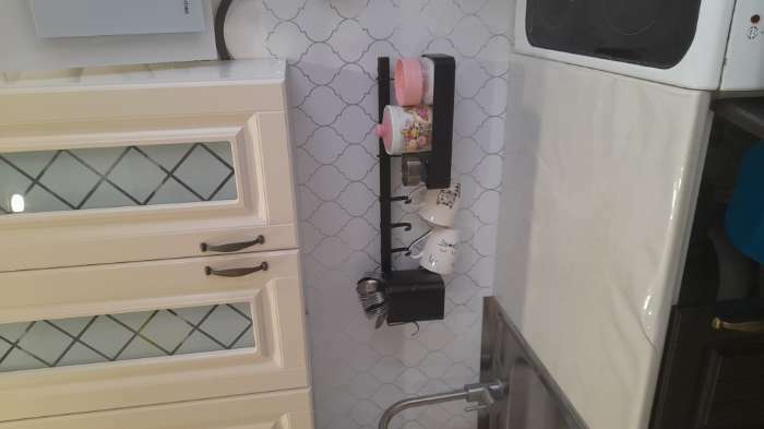 Фотография покупателя товара Рейлинговая система для кухни на 8 предметов Доляна, 60,5 см, цвет чёрный - Фото 8