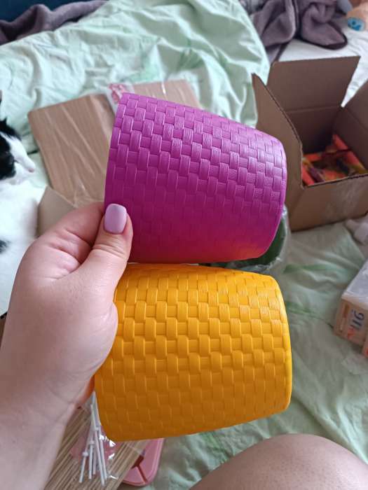 Фотография покупателя товара Горшок для цветов с поддоном «Ротанг», 3 л, d=17 см, h=17 см, пластиковый, белый - Фото 20