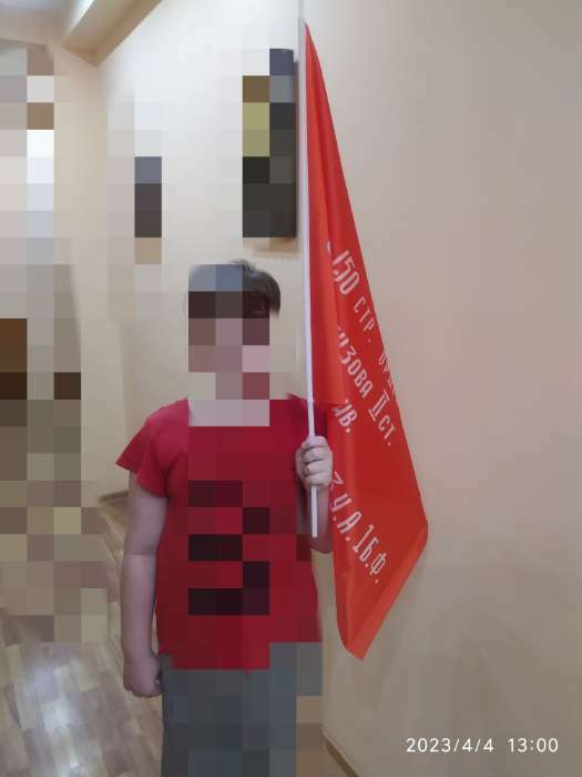 Фотография покупателя товара Флаг Знамя победы, 60 х 90 см, шток 90 см, полиэфирный шёлк - Фото 4