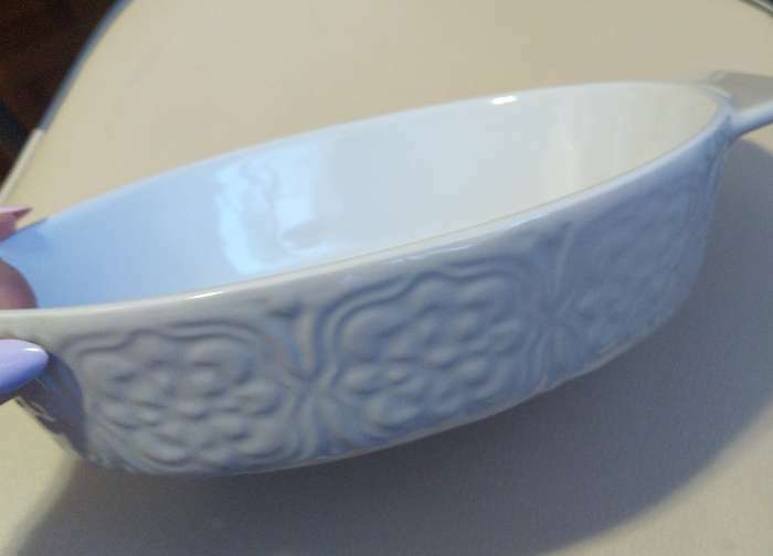 Фотография покупателя товара Форма для выпечки из жаропрочной керамики Доляна «Орнамент», 28×16,7×6 см, 1 л, цвет белый - Фото 3