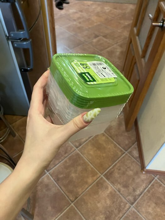Фотография покупателя товара Набор контейнеров пищевых RICCO, 5 шт, 460 мл, 11×11×11 см, квадратные, цвет зелёный - Фото 1