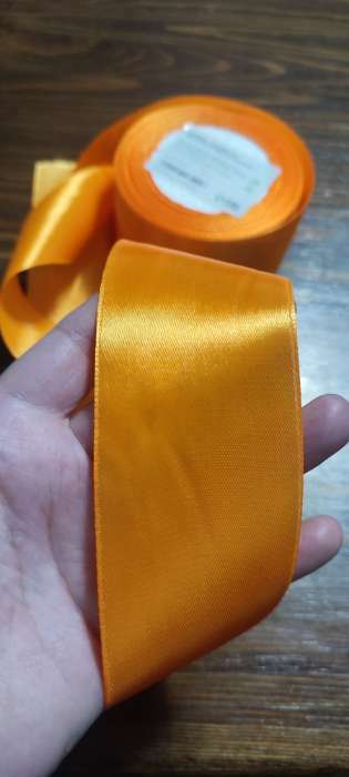 Фотография покупателя товара Лента атласная, 50 мм × 23 ± 1 м, цвет ярко-оранжевый №25 - Фото 1