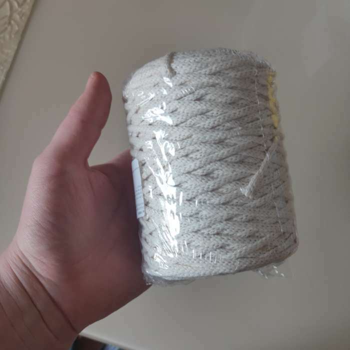 Фотография покупателя товара Шнур для вязания без сердечника 70% хлопок, 30% полиэстер ширина 3мм 100м/160±10гр (123) - Фото 4