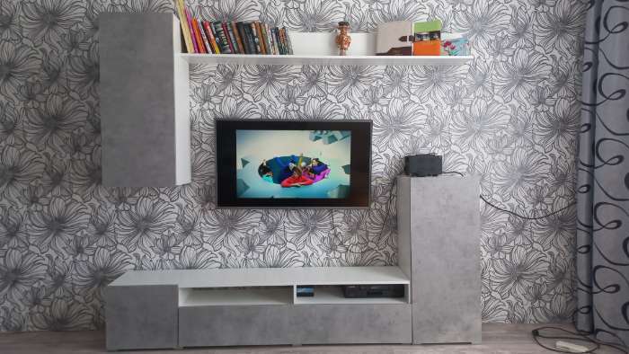 Фотография покупателя товара Гостиная под телевизор «Лира», 2130×1680×350 мм, цвет серый графит - Фото 81