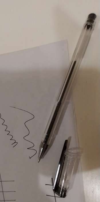 Фотография покупателя товара Ручка гелевая 0,5 мм, стержень чёрный, корпус прозрачный (штрихкод на штуке)