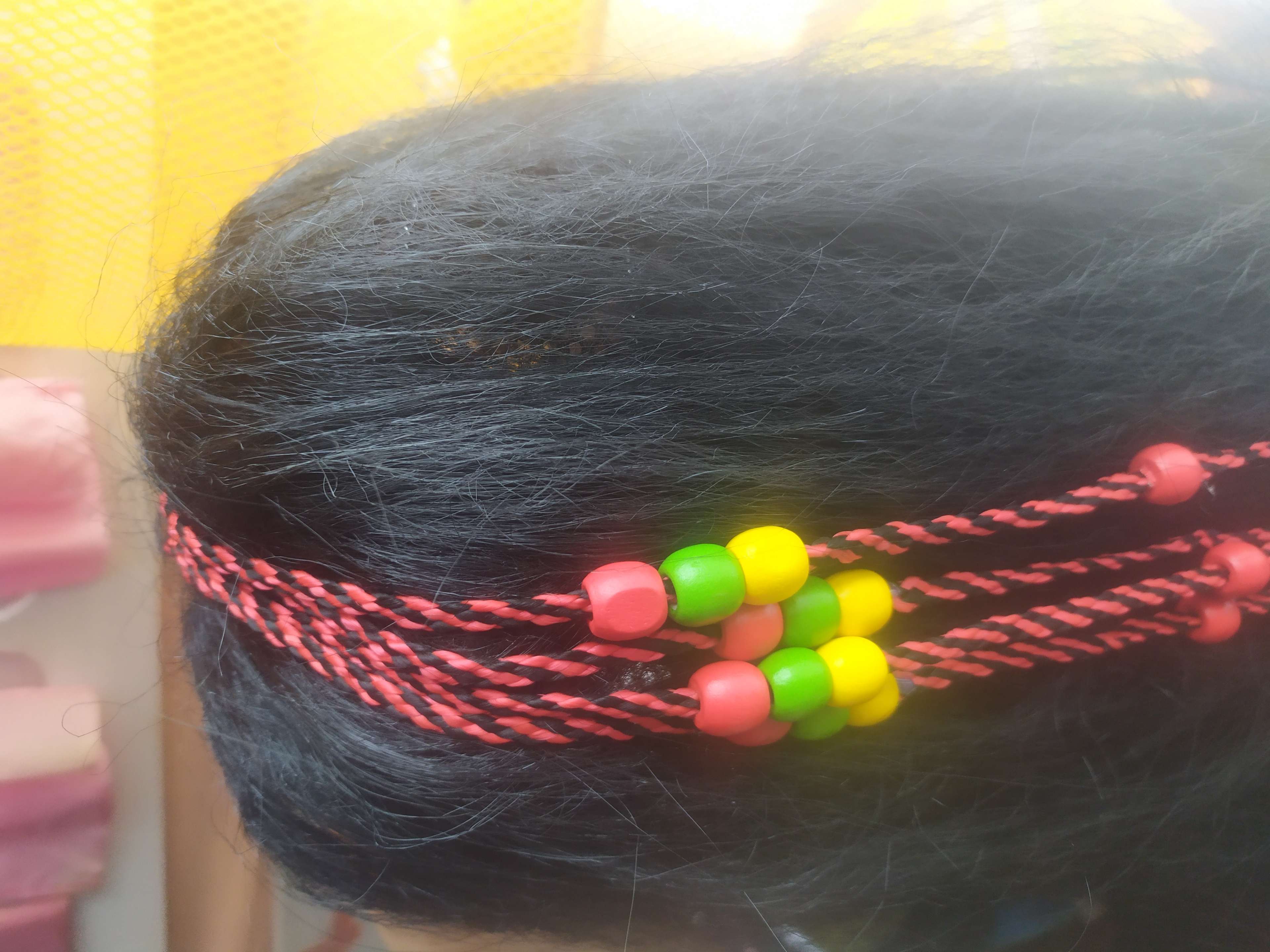 Фотография покупателя товара Карнавальный парик "Косички в причёске", 140 г, цвет чёрный - Фото 2