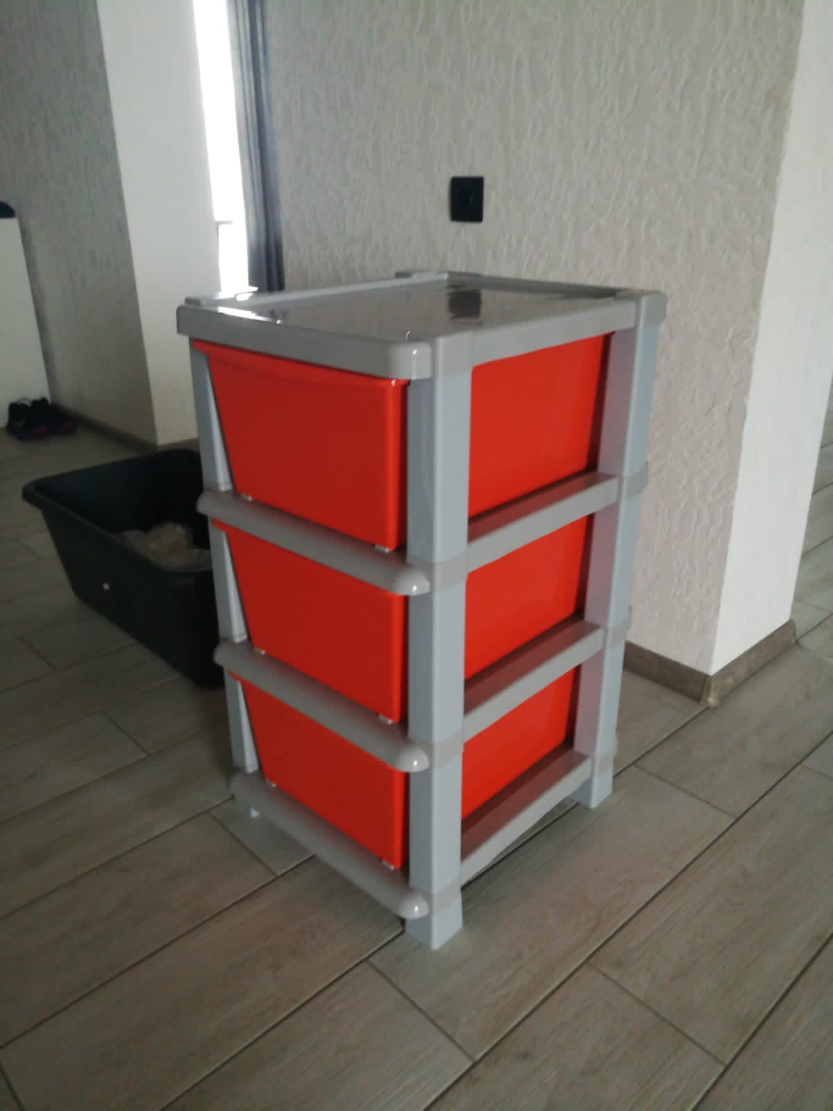 Фотография покупателя товара Комод 3-х секционный, оранжевые ящики, цвет серый - Фото 1