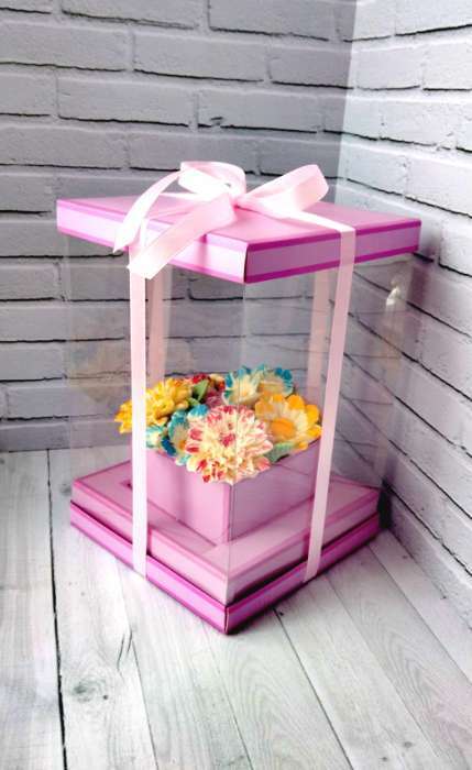 Фотография покупателя товара Коробка для цветов с вазой и PVC окнами складная, сиреневый, 16 х 23 х 16 см - Фото 4