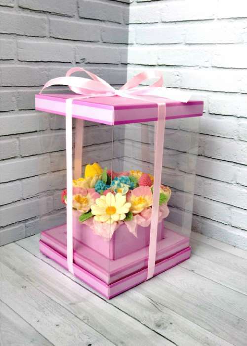 Фотография покупателя товара Коробка для цветов с вазой и PVC окнами складная, сиреневый, 16 х 23 х 16 см - Фото 1
