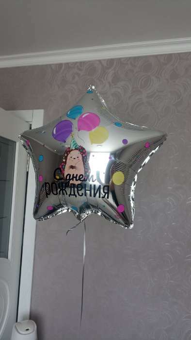 Фотография покупателя товара Фольгированный шар 18" «С днём рождения», ёжик, звезда - Фото 1