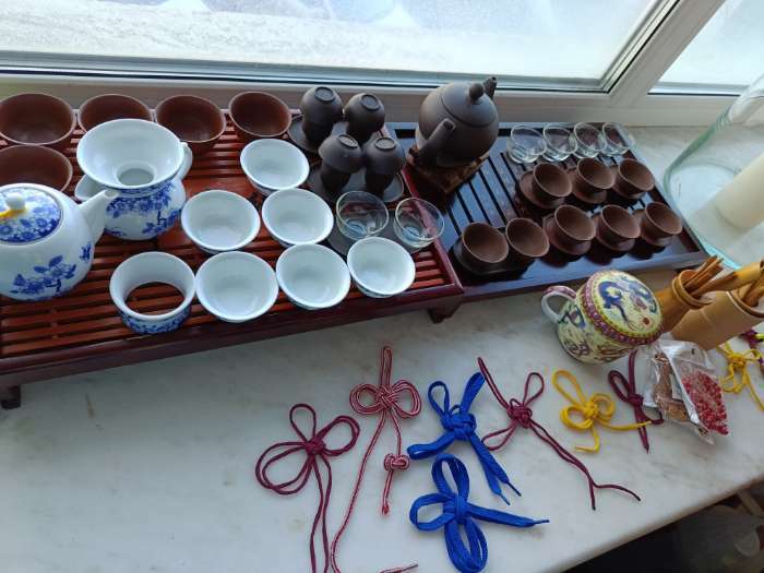Фотография покупателя товара Стол для чайной церемонии с подносом «Иероглифы», 43×27,5×5 см