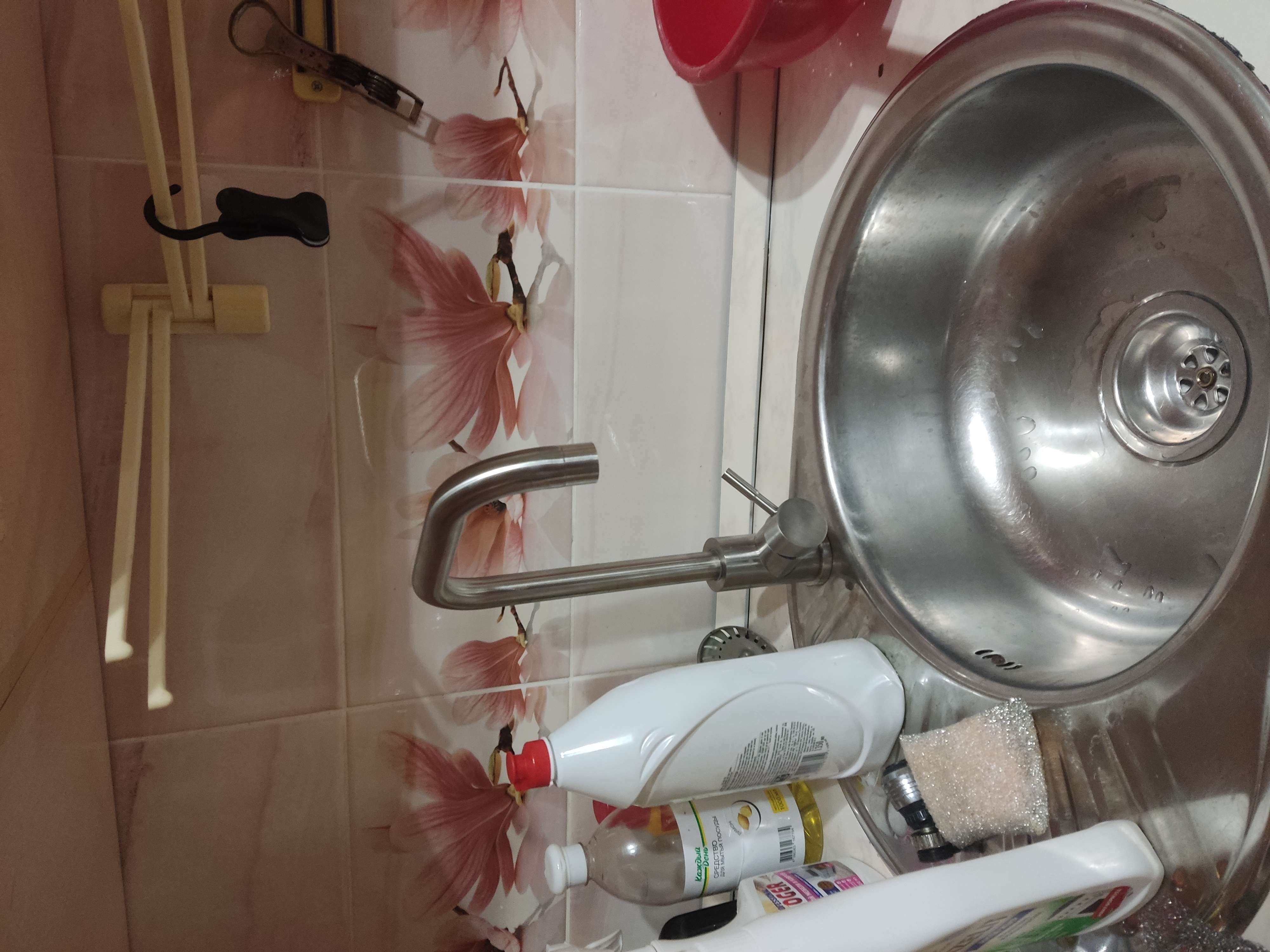 Фотография покупателя товара Смеситель для кухни "АМУР" BY2021-D, однорычажный, высокий излив, хром - Фото 1