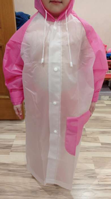 Фотография покупателя товара Дождевик детский «Гуляем под дождём», розовый, L, МИКС - Фото 1