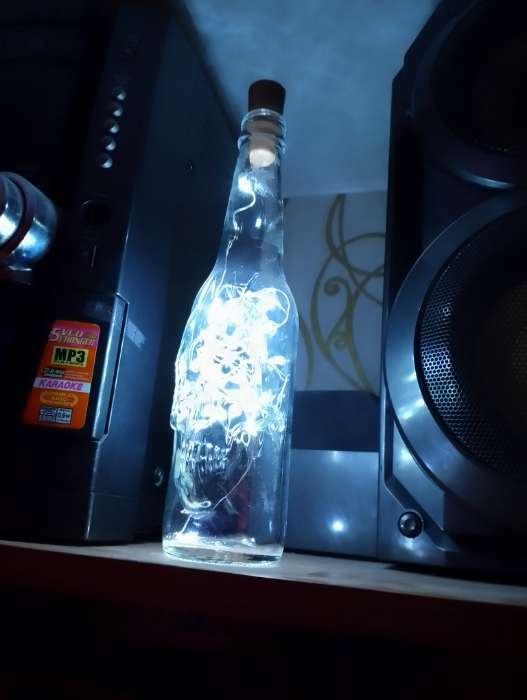 Фотография покупателя товара Гирлянда «Нить» 1 м роса с пробкой, IP20, серебристая нить, 10 LED, свечение фиолетовое, LR44х3 - Фото 9