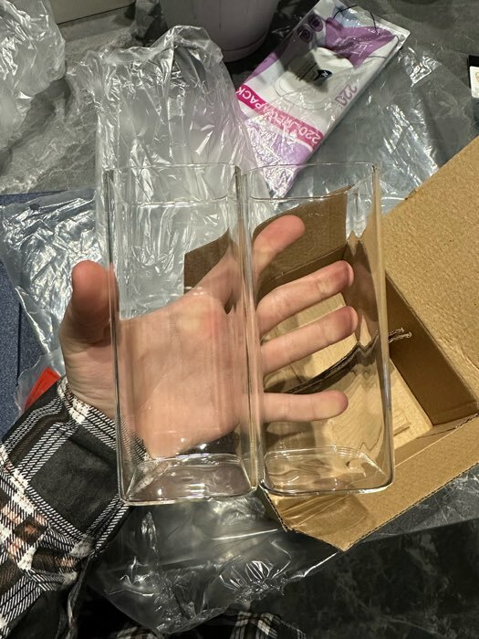 Фотография покупателя товара Набор стаканов стеклянных «Квадро», 2 предмета: 350 мл - Фото 4