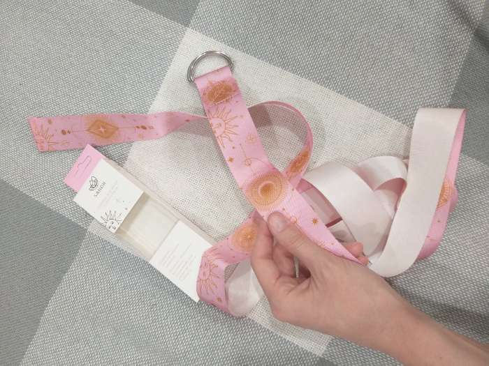 Фотография покупателя товара Ремень для йоги Sangh Sun, 180х4 см, цвет розовый - Фото 1