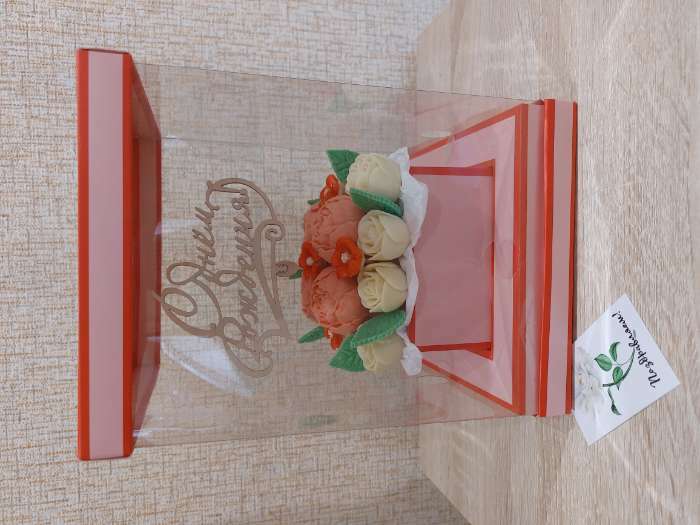 Фотография покупателя товара Коробка для цветов с вазой и PVC окнами складная, насыщенно-розовый, 16 х 23 х 16 см - Фото 1