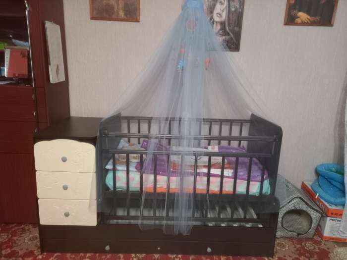 Фотография покупателя товара Детская кровать-трансформер СКВ-9 «Жираф» на маятнике, цвет венге/бежевый - Фото 1