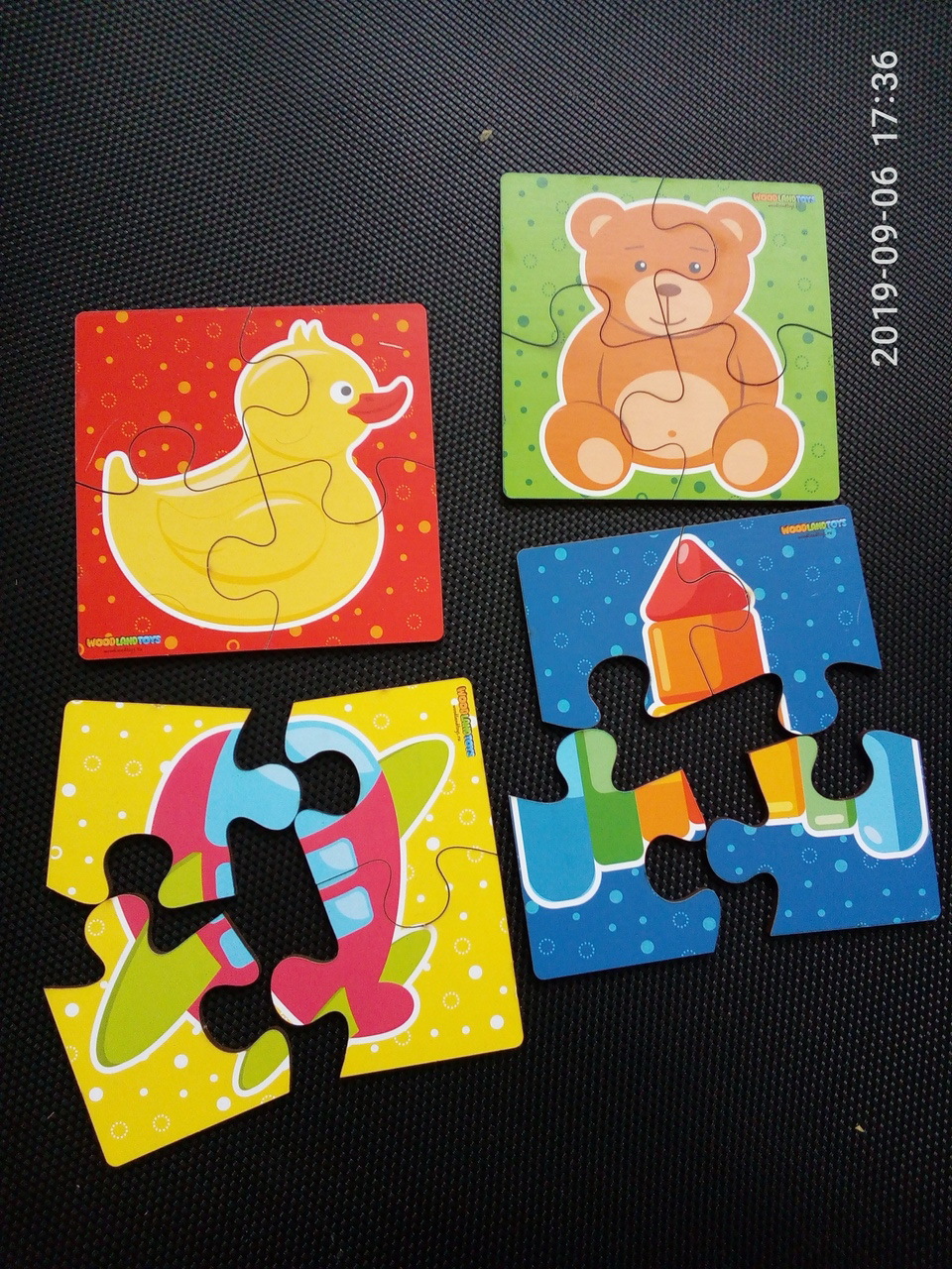 Фотография покупателя товара Набор пазлов для малышей «Игрушки» 4 картинки, размер 1 картинки: 10×10×1,4 см - Фото 7