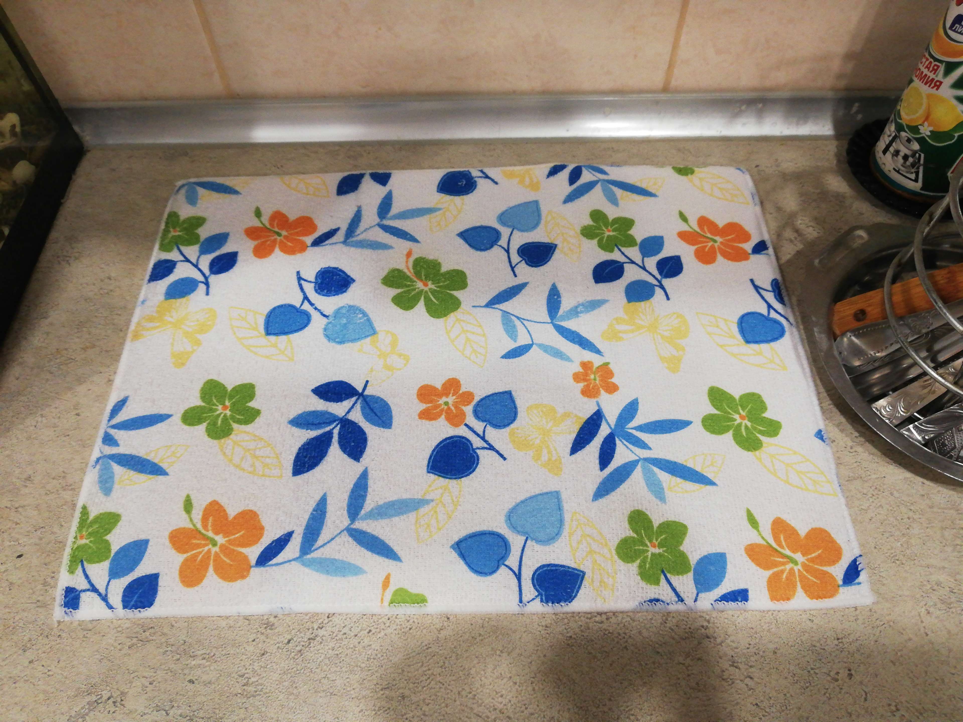 Фотография покупателя товара Коврик для сушки посуды Доляна «Полевые цветочки», 30×40 см, микрофибра - Фото 1