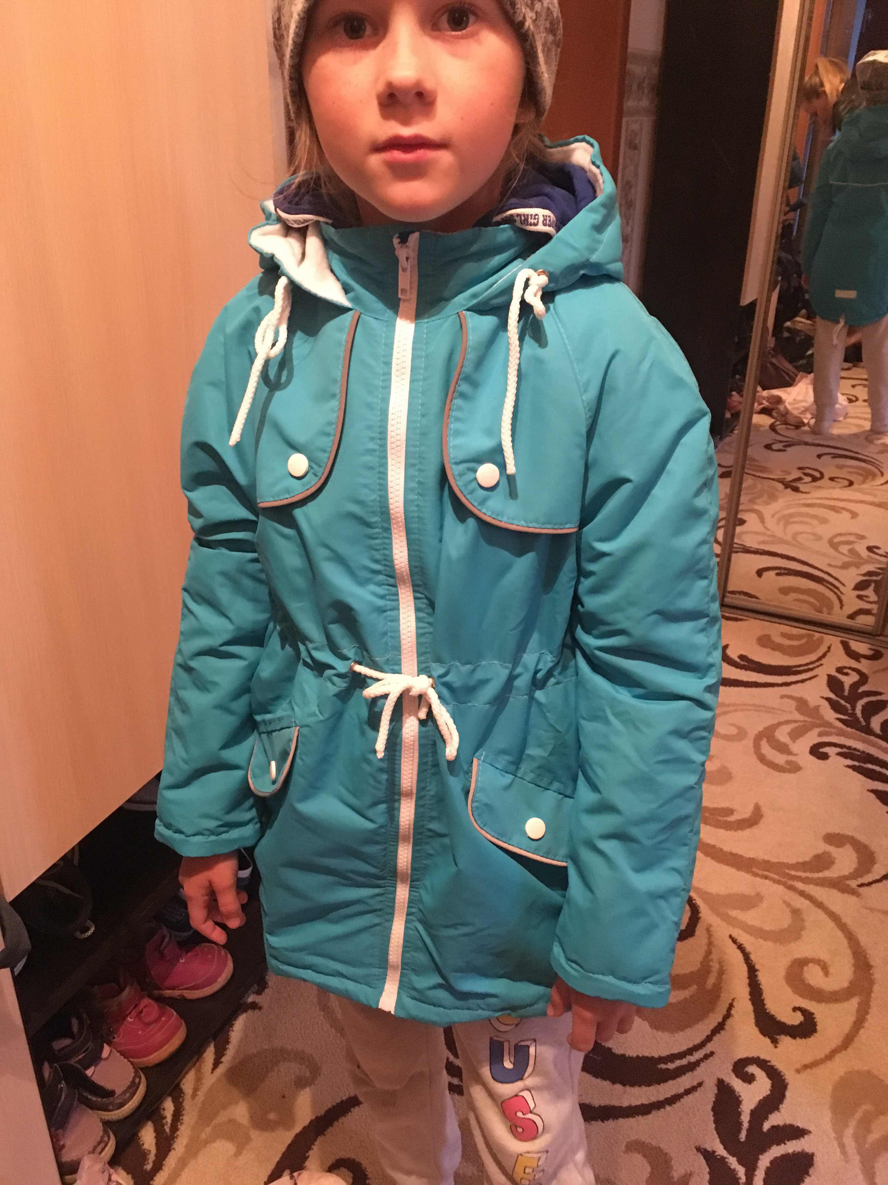 Фотография покупателя товара Куртка для девочки «Алиса», рост 134 см, цвет бирюзовый - Фото 3