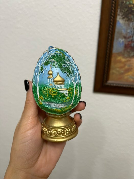Фотография покупателя товара Декоративная свеча «Пасхальное яйцо с берёзой» МИКС