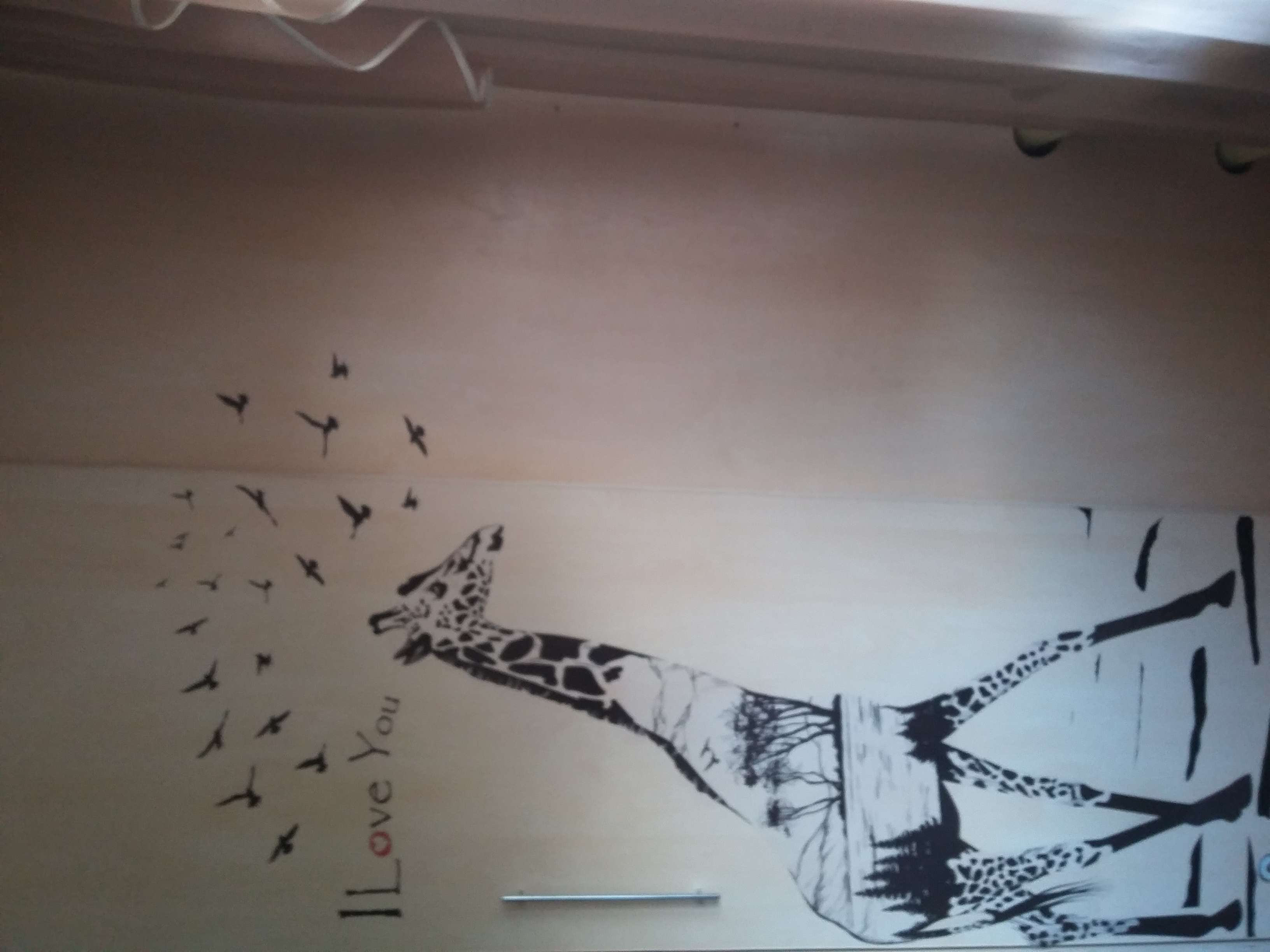 Фотография покупателя товара Наклейка пластик интерьерная "Жираф с птицами" 60х90 см - Фото 1