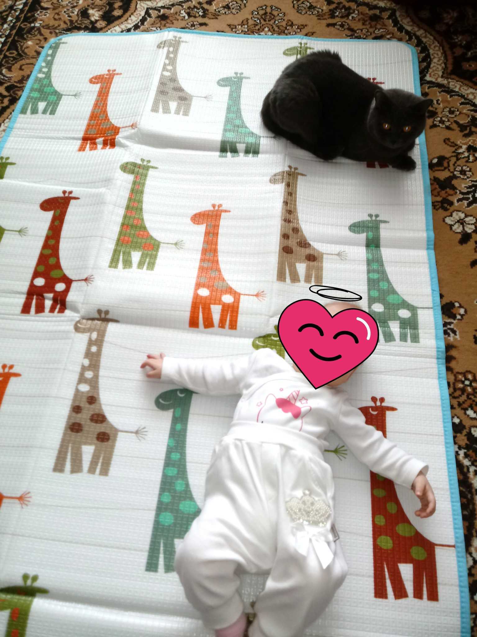 Фотография покупателя товара Коврик детский на фольгированной основе «Весёлые жирафики», размер 180х100 см - Фото 1