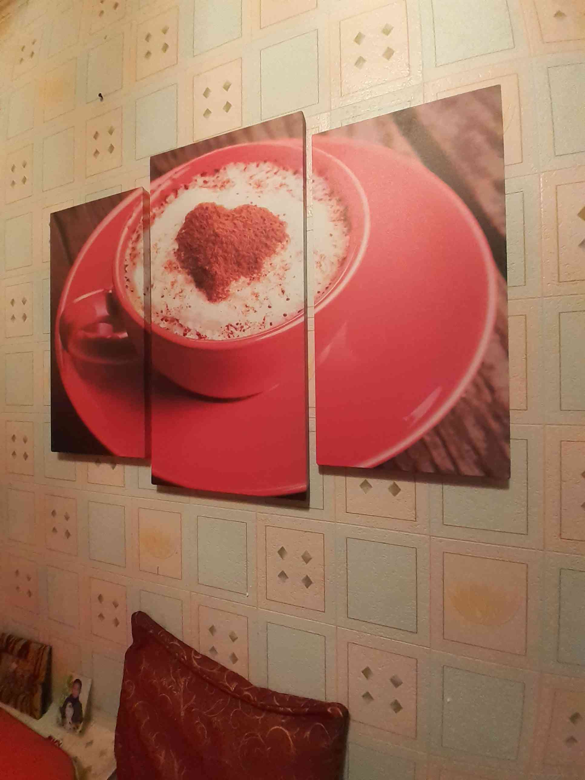 Фотография покупателя товара Картина модульная на подрамнике "Кофе в красной кружке" 2шт-25,5*50,5,30,5*60см , 60х100 см - Фото 2