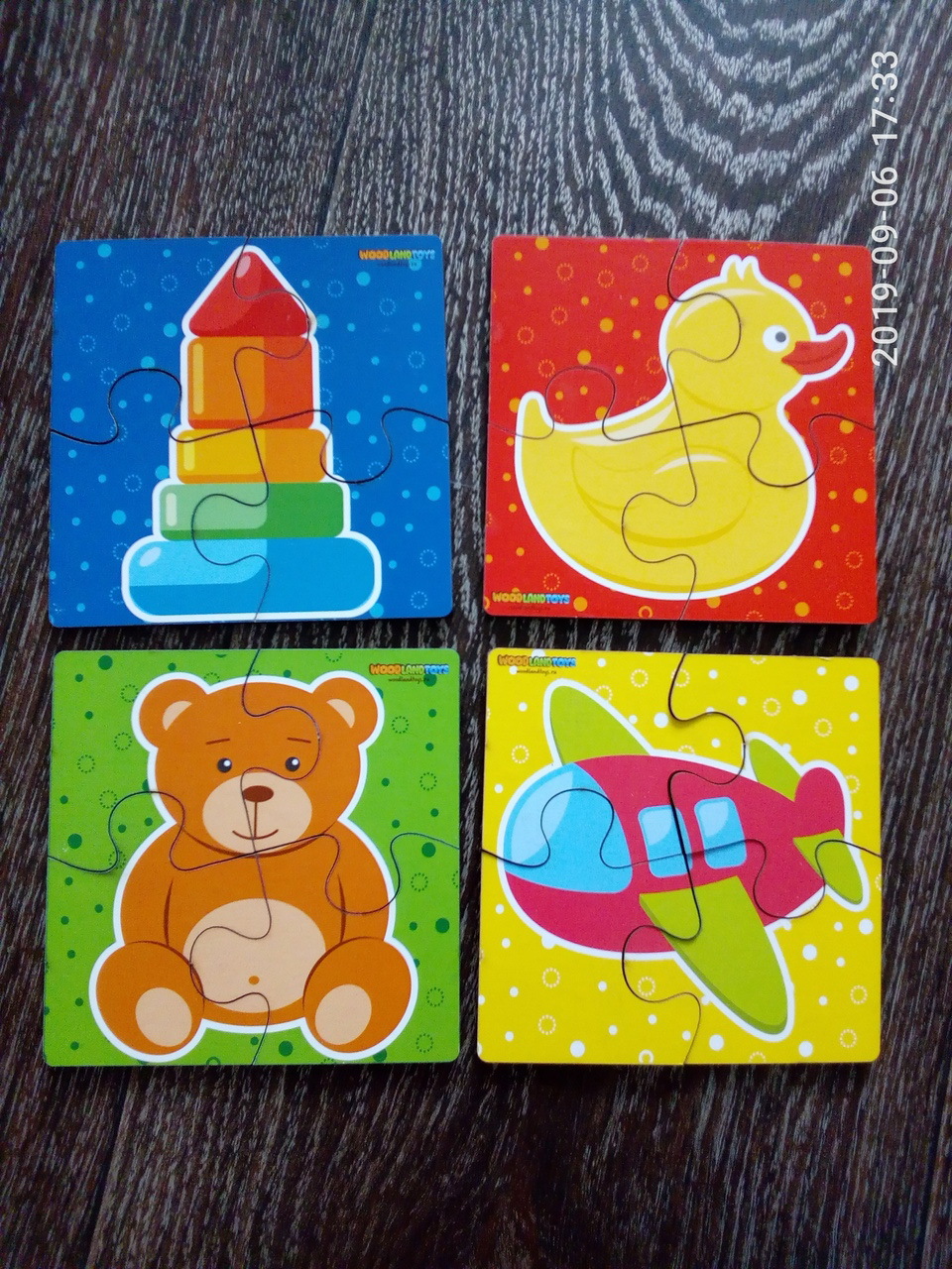 Фотография покупателя товара Набор пазлов для малышей «Игрушки» 4 картинки, размер 1 картинки: 10×10×1,4 см