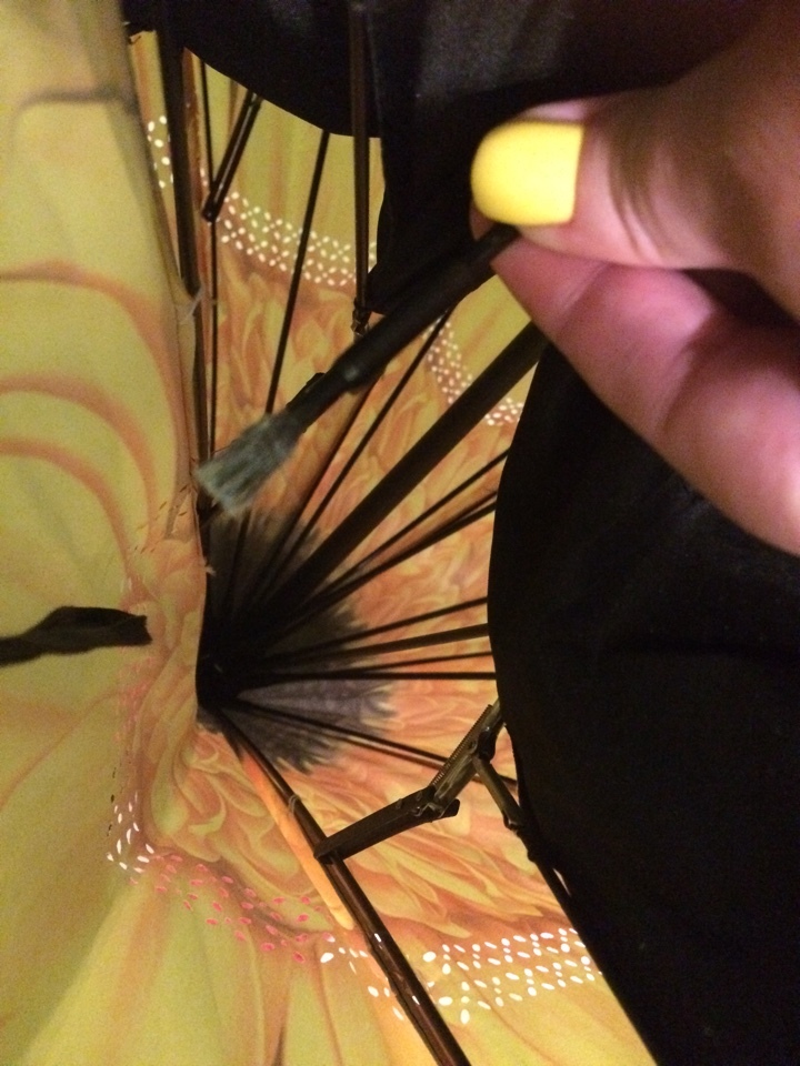 Фотография покупателя товара Зонт - наоборот механический «Цветок», прорезиненная ручка, 8 спиц, R = 56 см, цвет чёрный/жёлтый - Фото 3