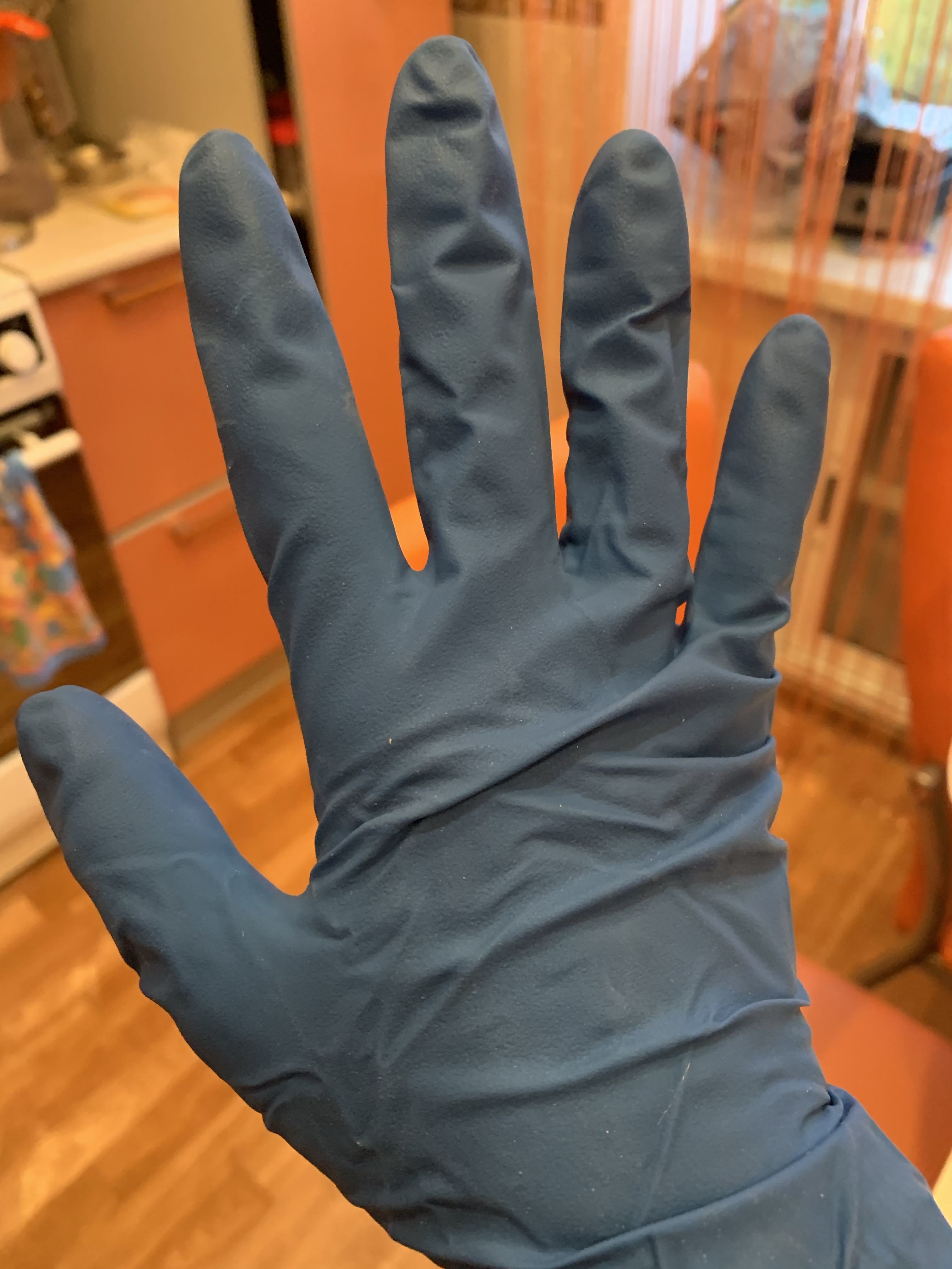 Фотография покупателя товара Перчатки A.D.M. латексные неопудренные, размер S, 50 шт/уп, цвет синий - Фото 1