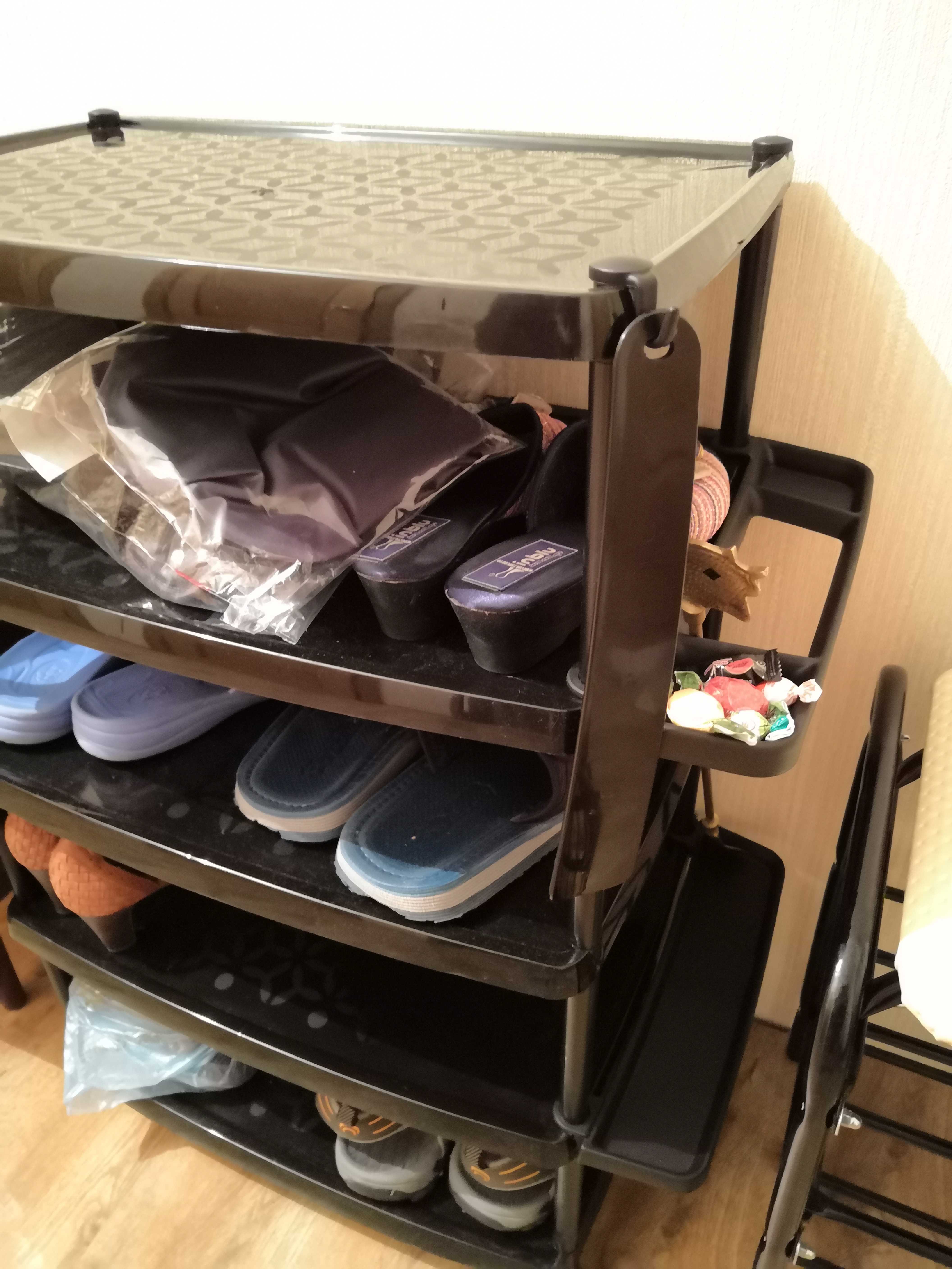 Фотография покупателя товара Этажерка для обуви, 5-секционная, цвет черный - Фото 1