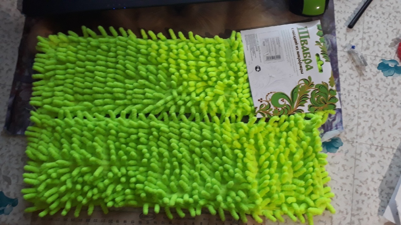 Фотография покупателя товара Насадка для плоской швабры Доляна, 40×10 см, микрофибра букли, цвет МИКС
