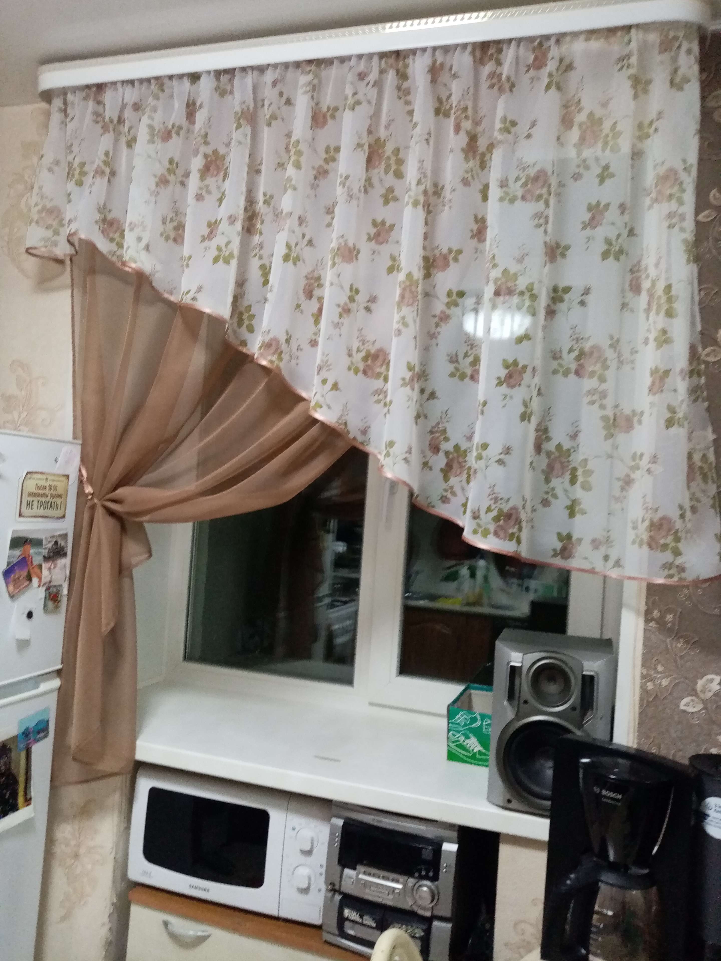 Фотография покупателя товара Комплект штор для кухни Witerra Византия 280х160см, какао, левая, пэ100%
