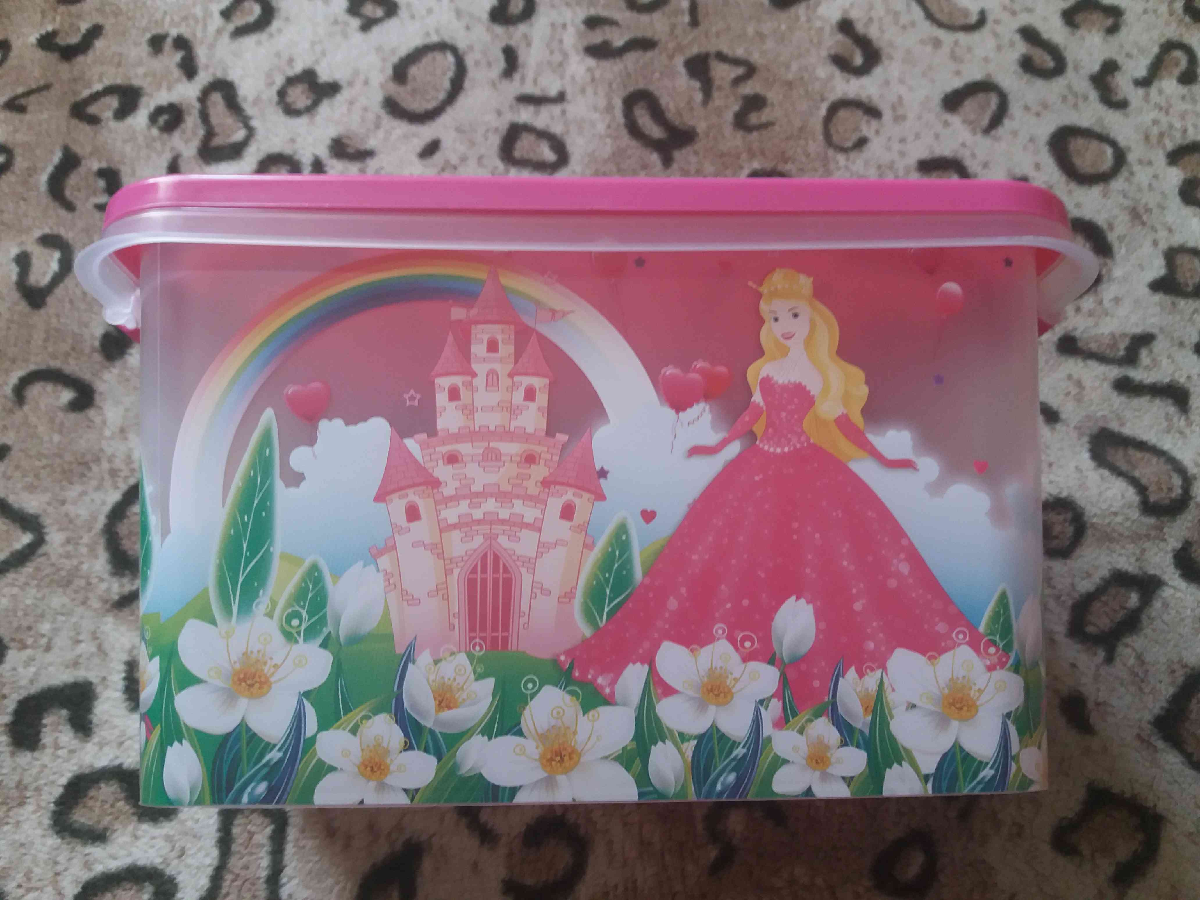 Фотография покупателя товара Ящик для игрушек «Принцесса» с ручкой и крышкой, 15 л, МИКС - Фото 5