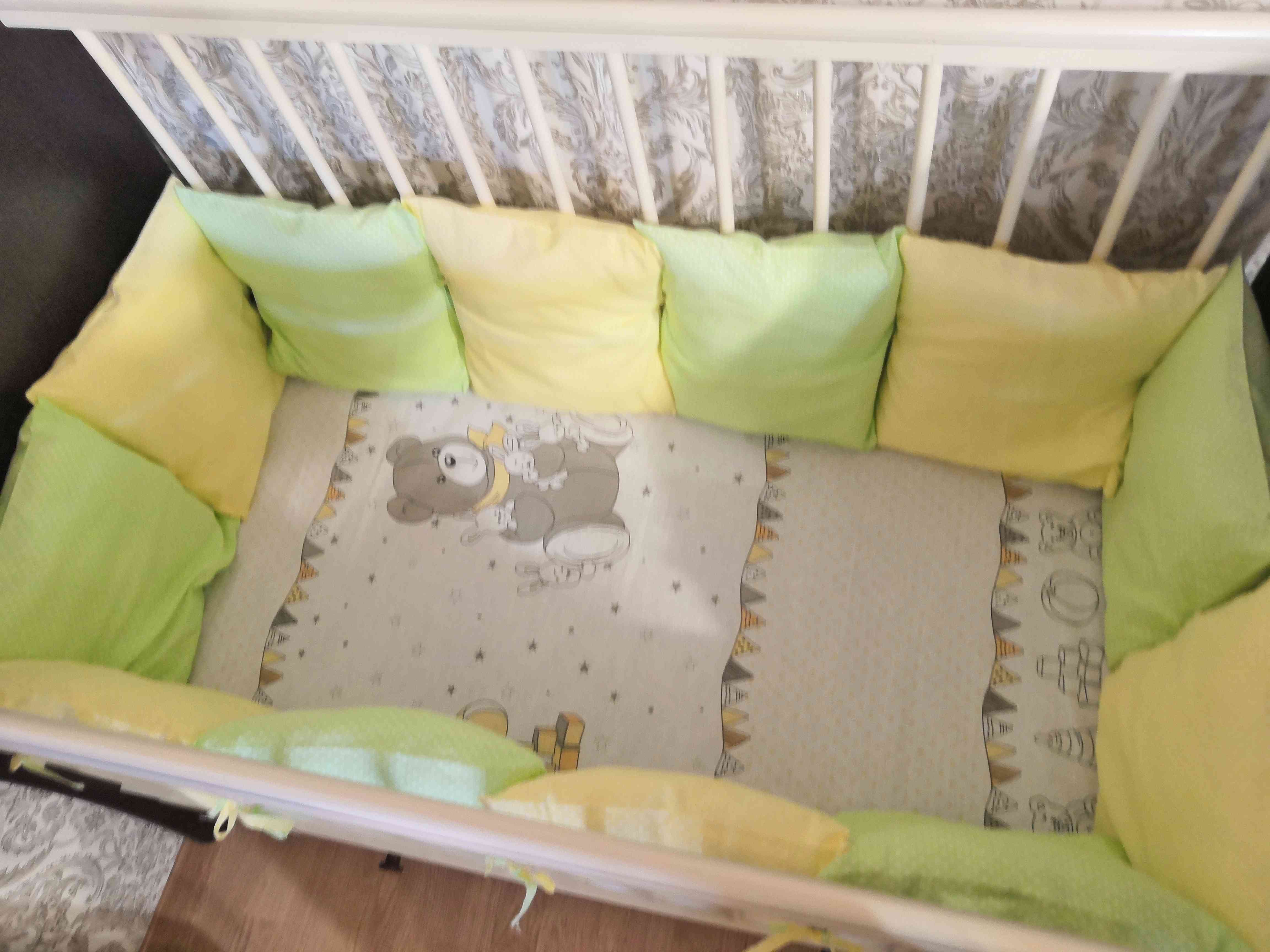 Фотография покупателя товара Комплект в кроватку "Мозаика" (4 предмета), цвета салатовый/лимонный 10407 - Фото 3