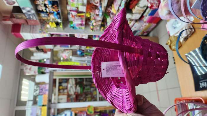 Фотография покупателя товара Корзина плетеная, бамбук, D21/13xH14/29 см, розовый - Фото 1