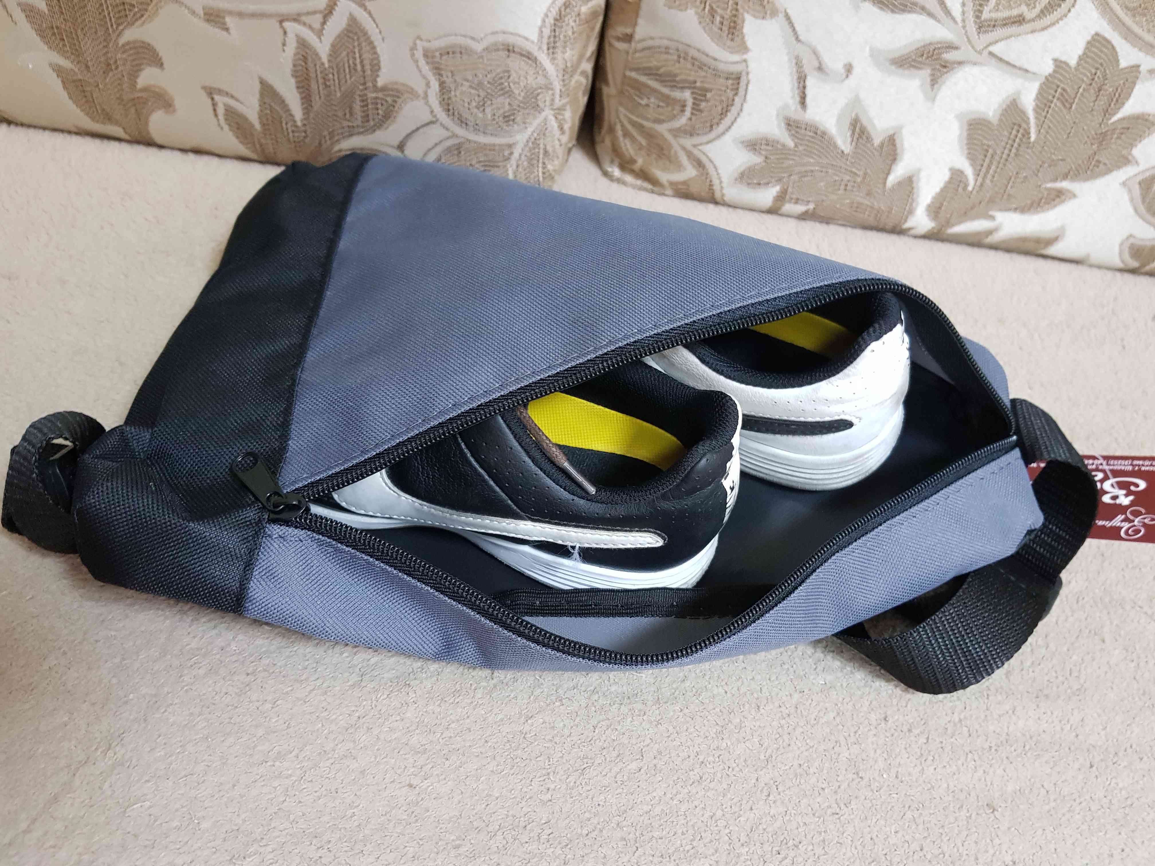 Фотография покупателя товара Рюкзак для обуви на молнии, до 35 размера,TEXTURA, цвет серый
