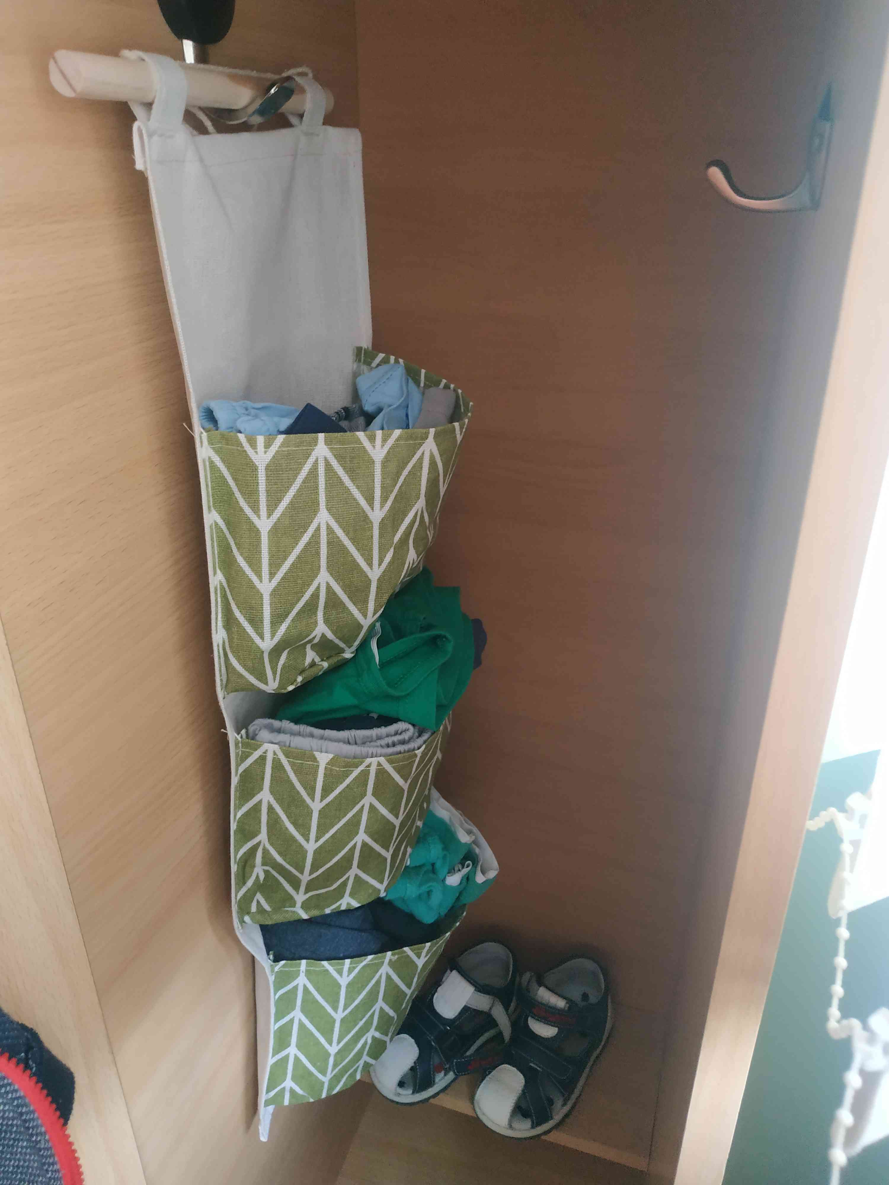 Фотография покупателя товара Органайзер подвесной с карманами Доляна «Зигзаг», 3 отделения, 18.8×59.5 см, цвет зелёный - Фото 1