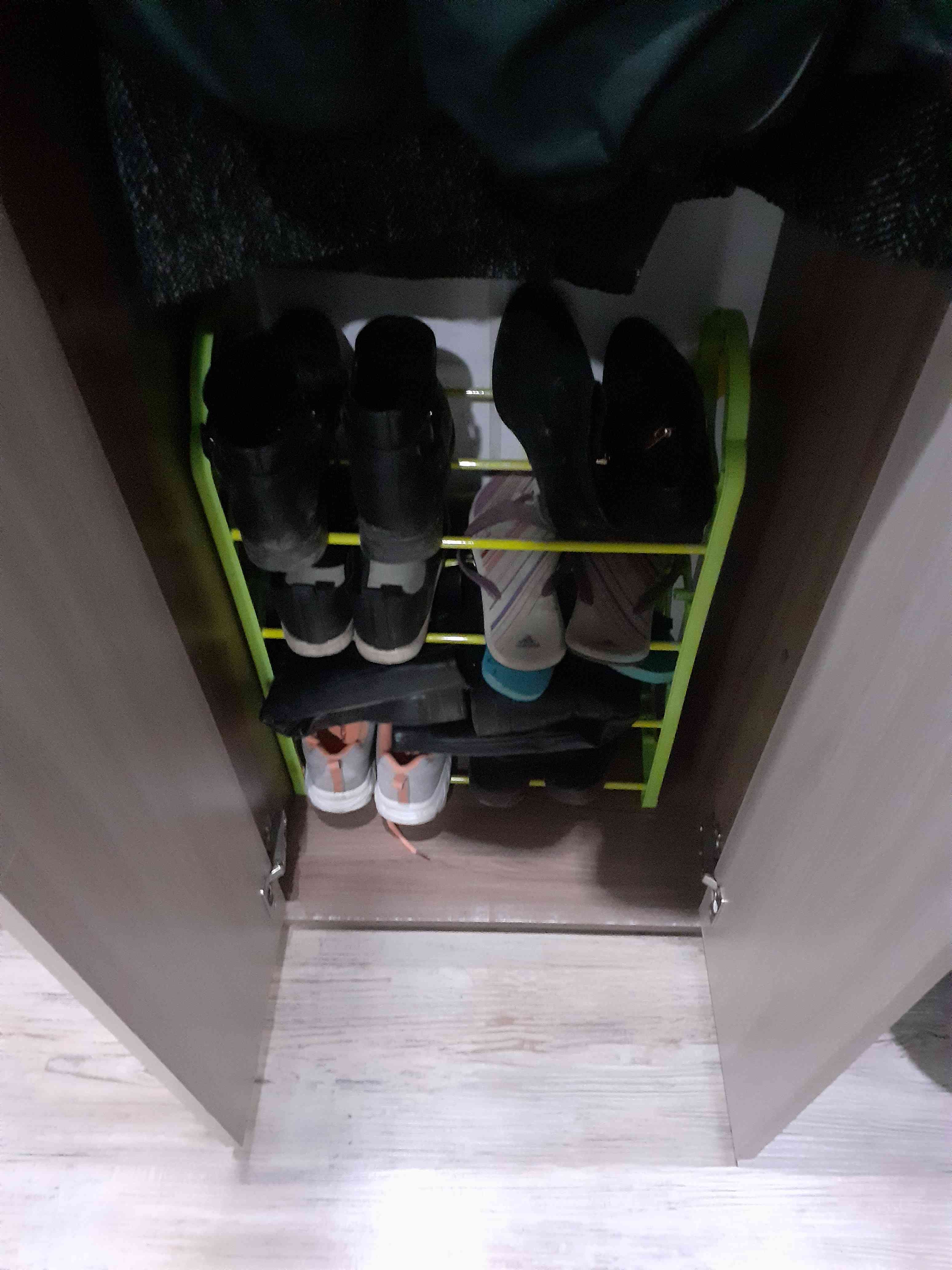 Фотография покупателя товара Обувница Доляна, 4 яруса, 42×19×58 см, цвет чёрный - Фото 4