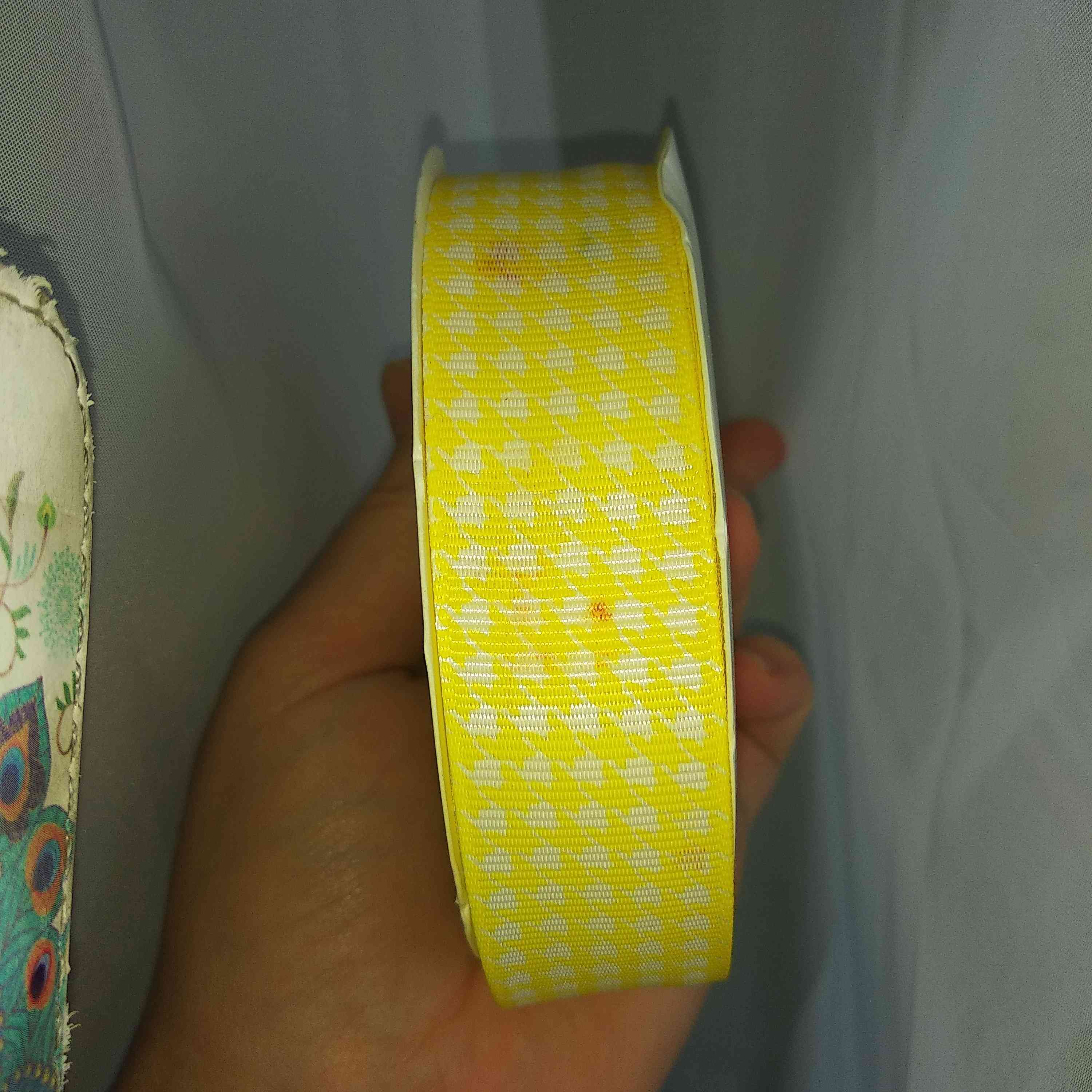 Фотография покупателя товара Лента репсовая «Орнамент», 25 мм, 23 ± 1 м, цвет жёлтый - Фото 1