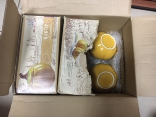 Фотография покупателя товара Набор для жаркого "Тыква", цвет желтый, 5 предметов: 4 горшка 0.8 л, рогач,