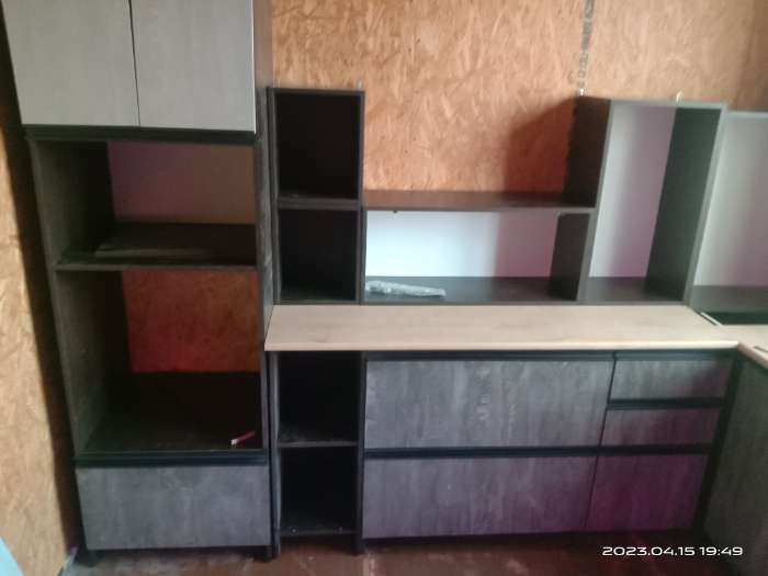 Фотография покупателя товара Кухонный гарнитур угловой «Симфония мега прайм», 2700×1500 мм, цвет бетон светлый/бетон тёмный/венге - Фото 5