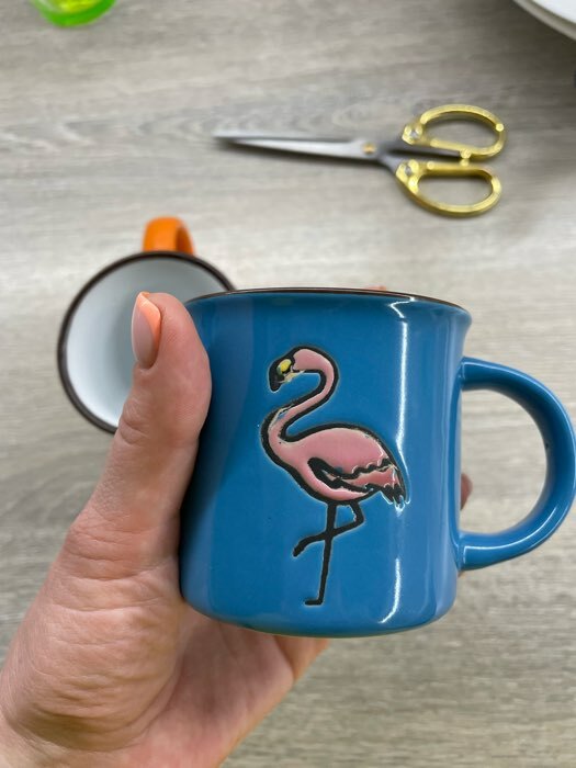 Фотография покупателя товара Кружка керамическая Доляна «Фламинго», 180 мл, цвет синий