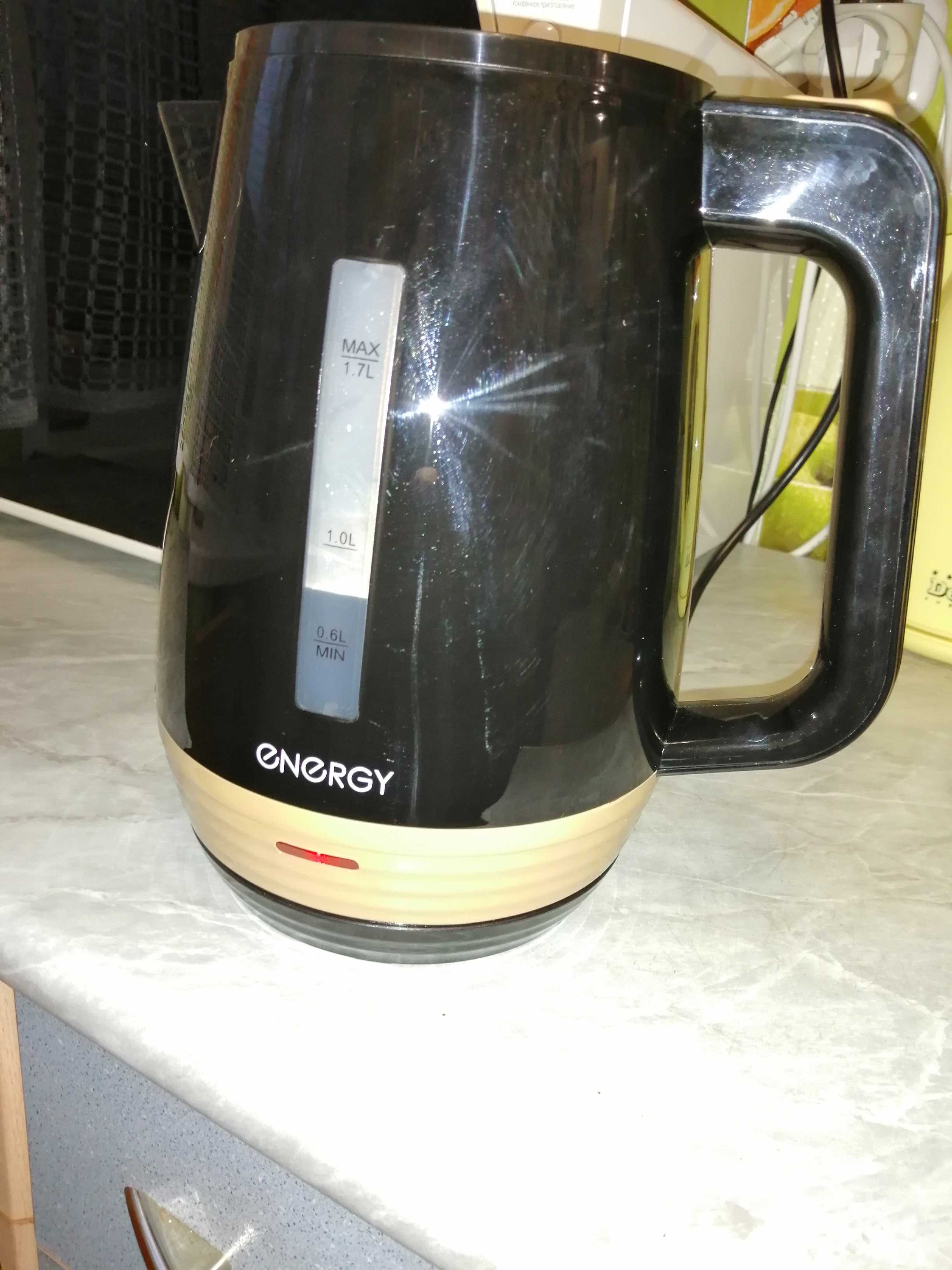 Фотография покупателя товара Чайник электрический ENERGY E-235, пластик, 1.7 л, 2200 Вт, чёрный - Фото 1